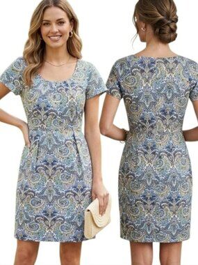 J. CREW Paisley Print Cap Sleeve Sheath Dress - Size 6